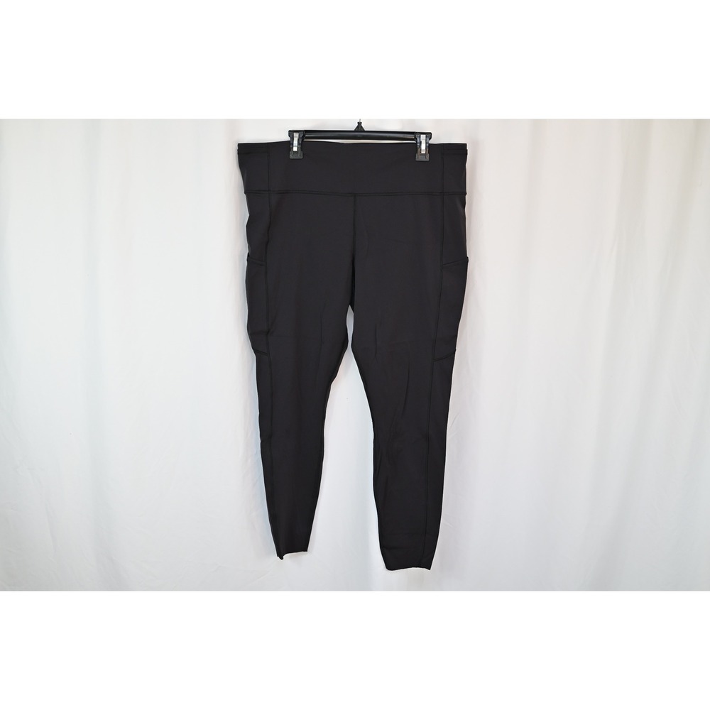 Lululemon Black High Rise Athletic Leggings with Side Pockets Size 18